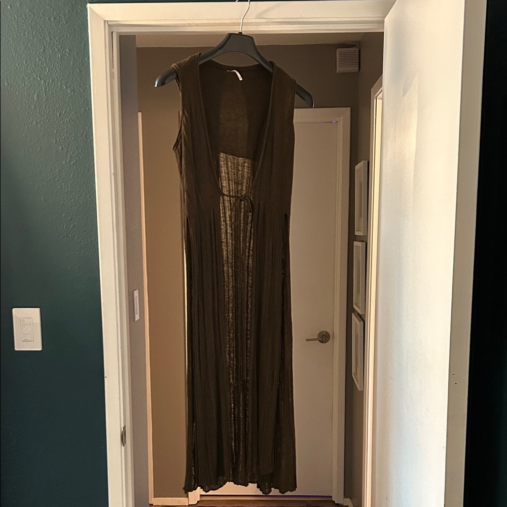 Free People Deep Olive Green Maxi seater vest